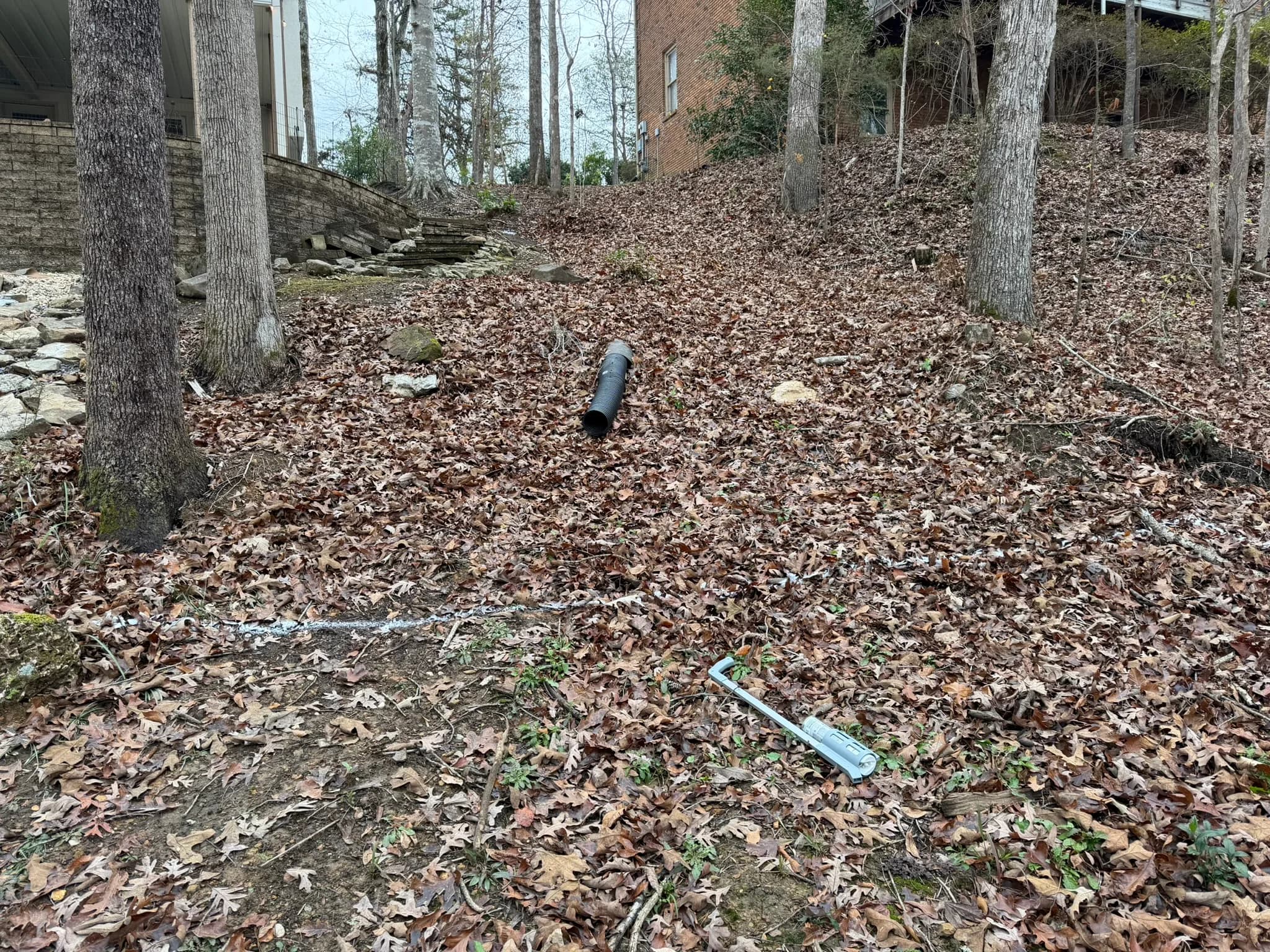 Cross Tie Retaining Wall, Stairs & Backyard Grading — photo 27