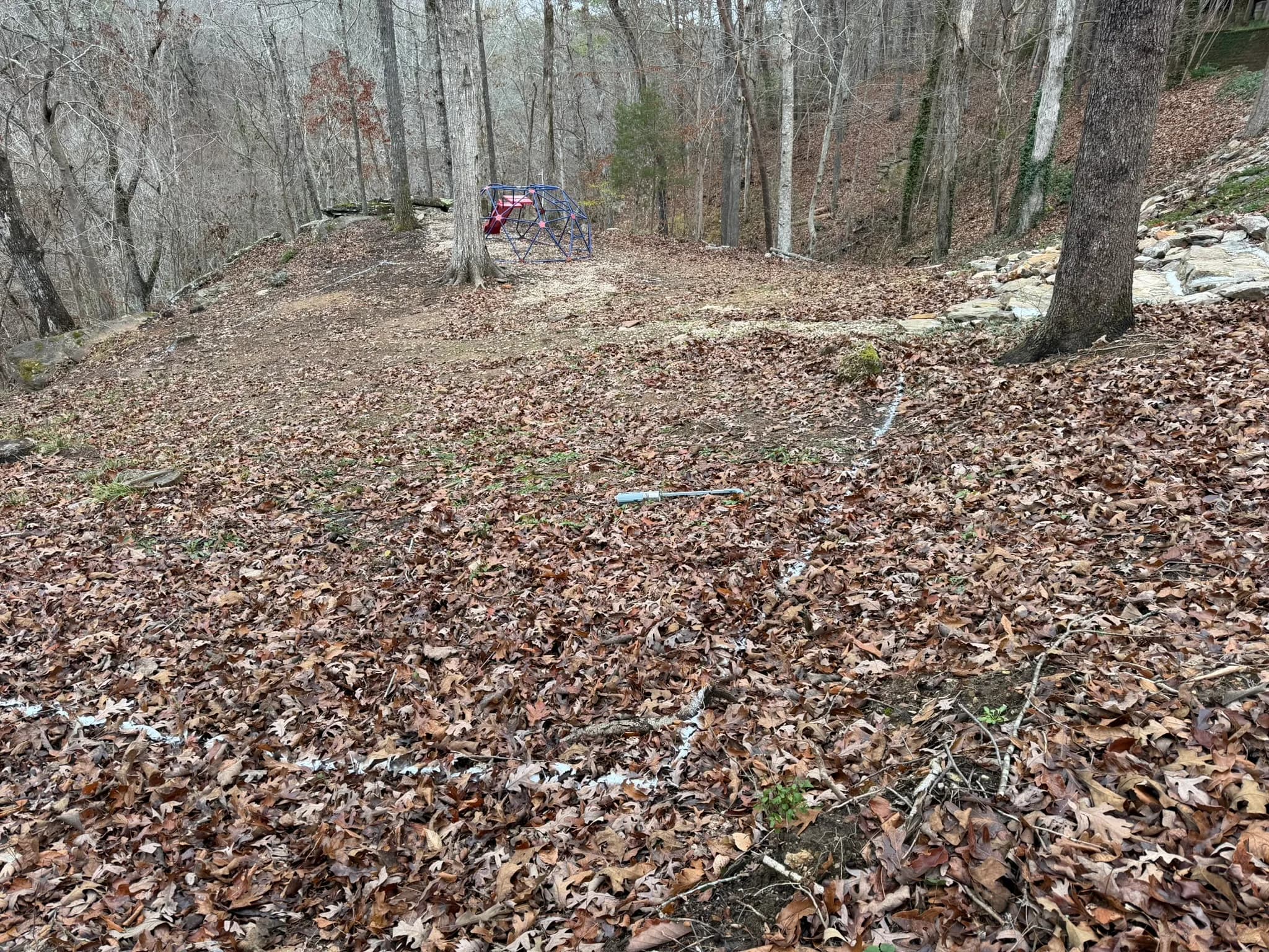 Cross Tie Retaining Wall, Stairs & Backyard Grading — photo 5