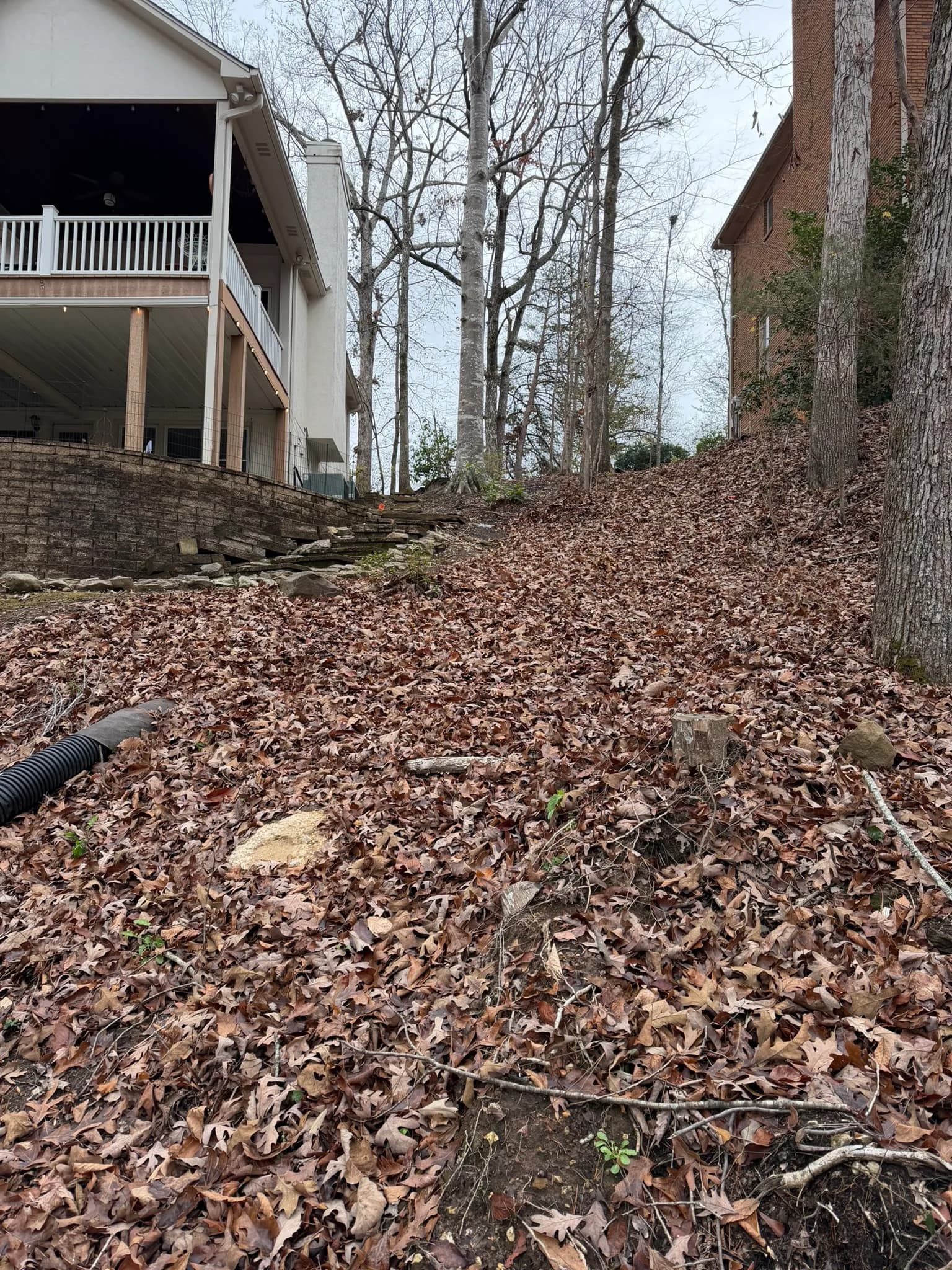 Cross Tie Retaining Wall, Stairs & Backyard Grading — photo 25