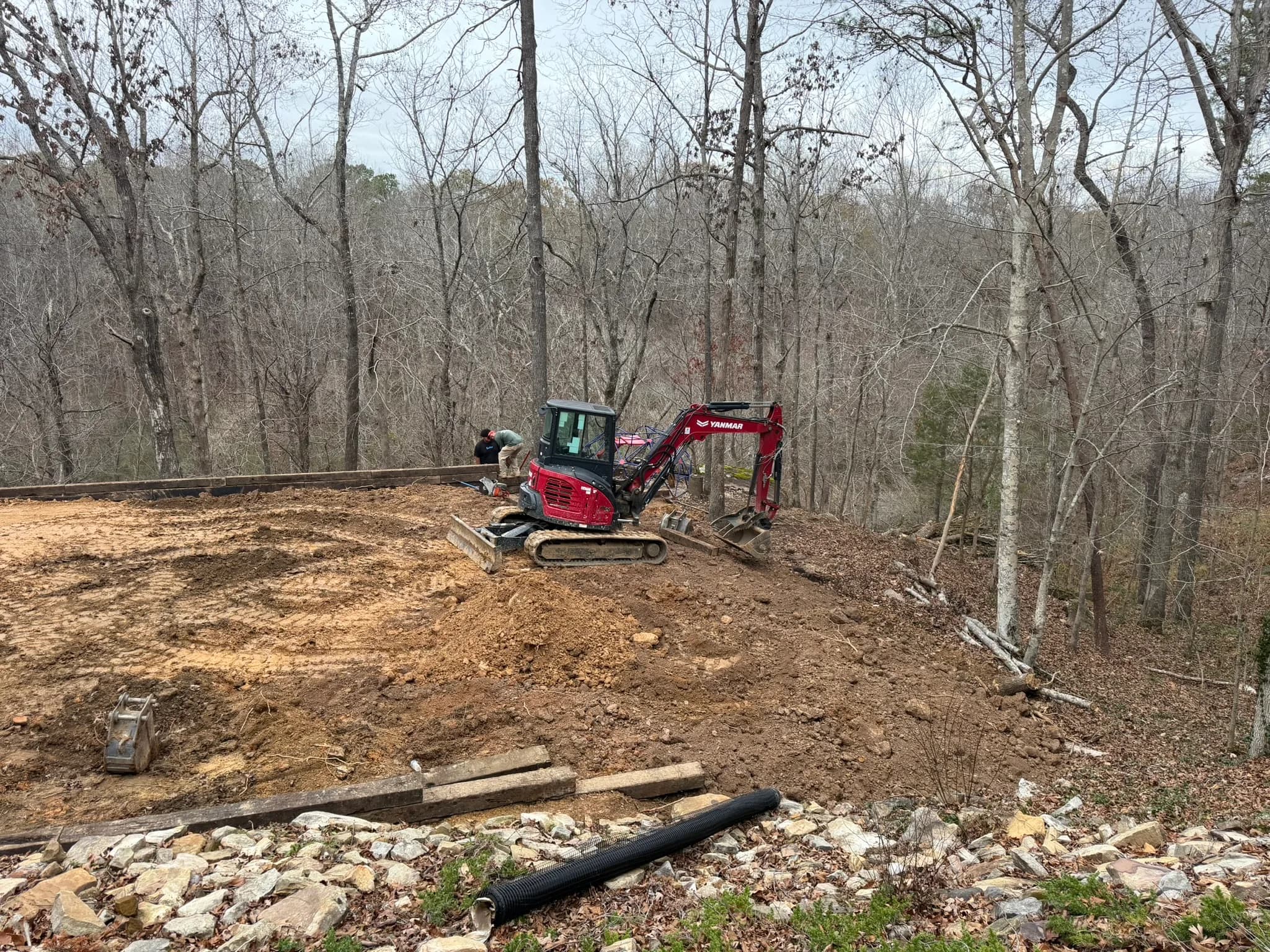 Cross Tie Retaining Wall, Stairs & Backyard Grading — photo 16