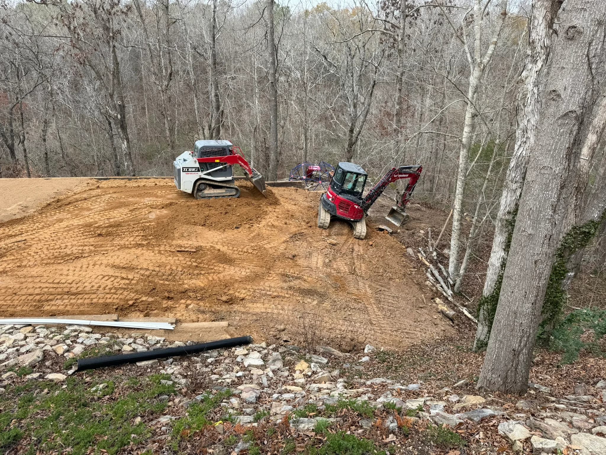 Cross Tie Retaining Wall, Stairs & Backyard Grading