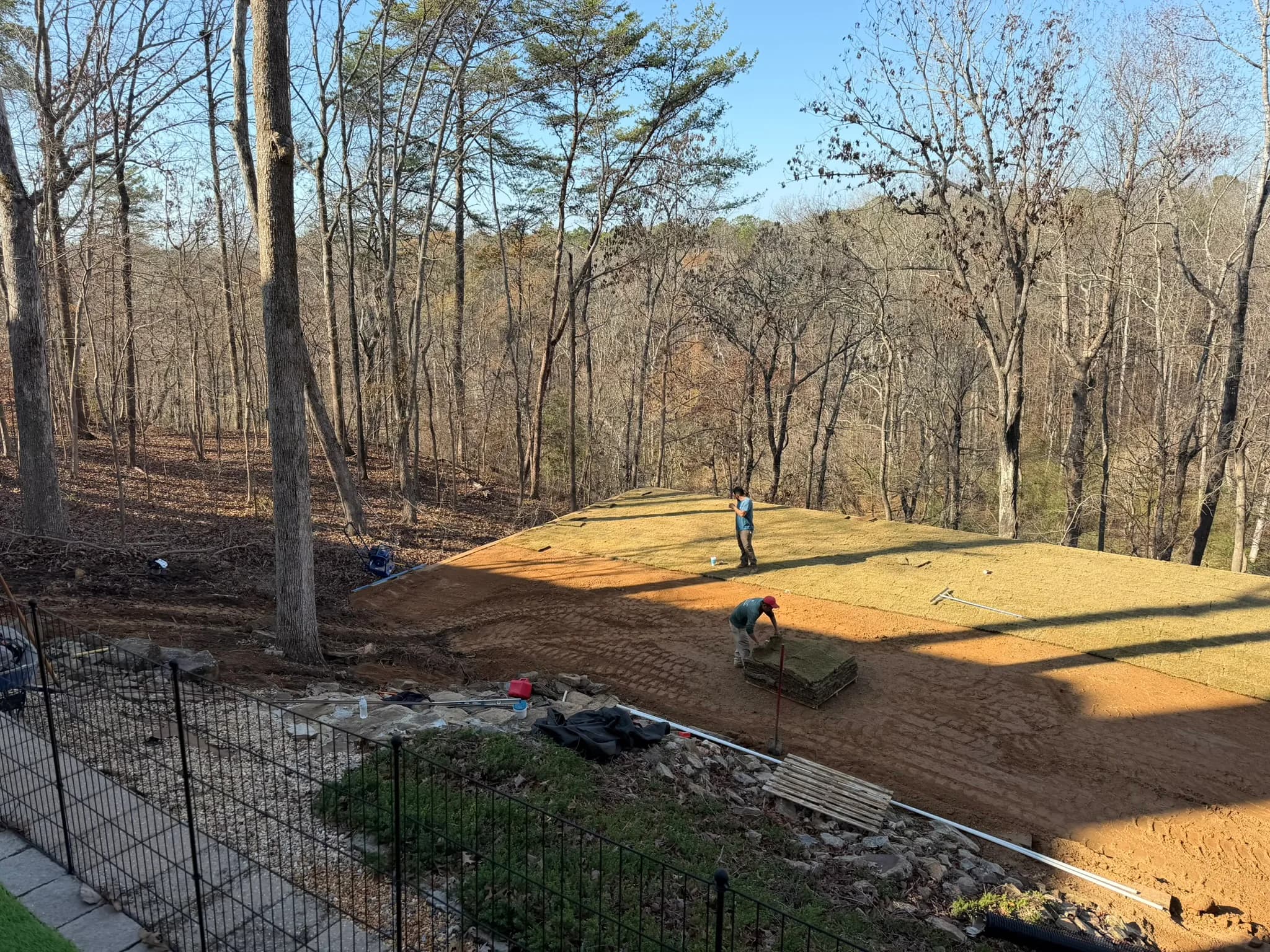 Cross Tie Retaining Wall, Stairs & Backyard Grading — photo 32