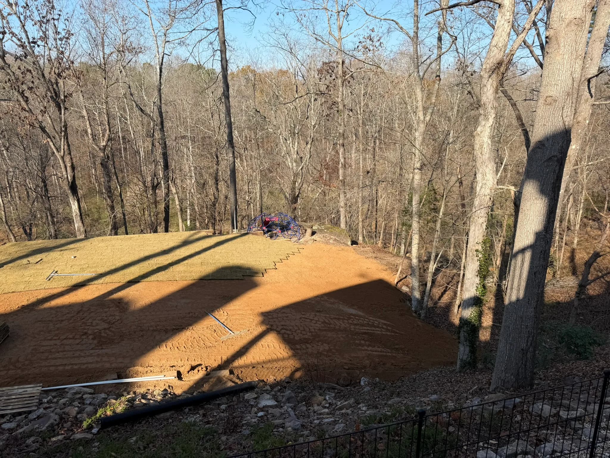 Cross Tie Retaining Wall, Stairs & Backyard Grading — photo 3