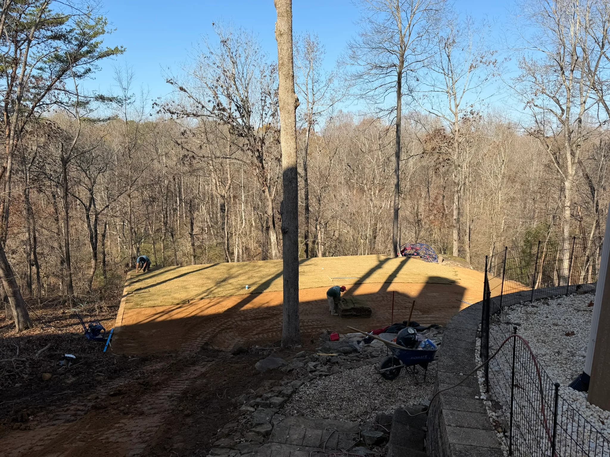 Cross Tie Retaining Wall, Stairs & Backyard Grading — photo 13