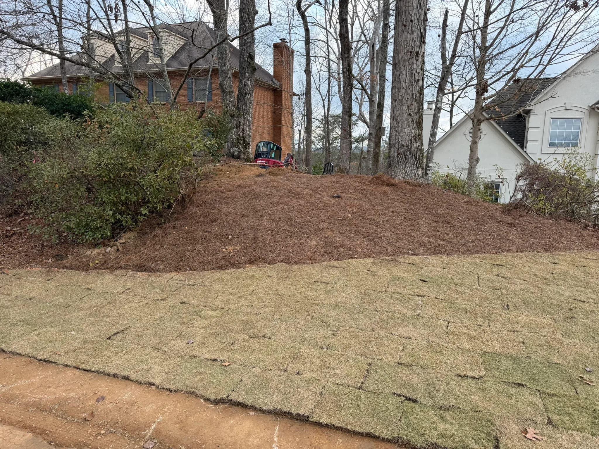 Cross Tie Retaining Wall, Stairs & Backyard Grading — photo 9