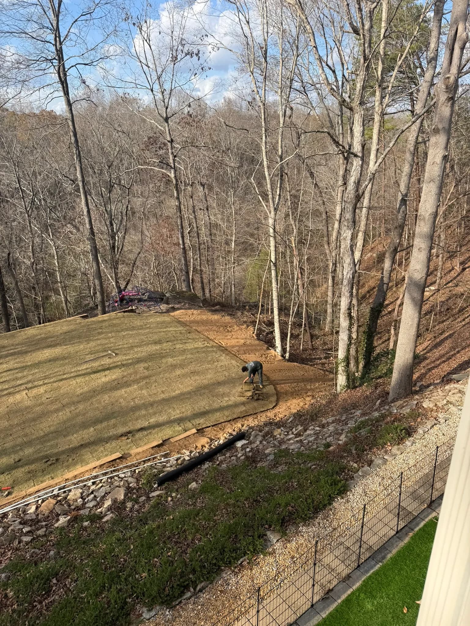 Cross Tie Retaining Wall, Stairs & Backyard Grading — photo 4